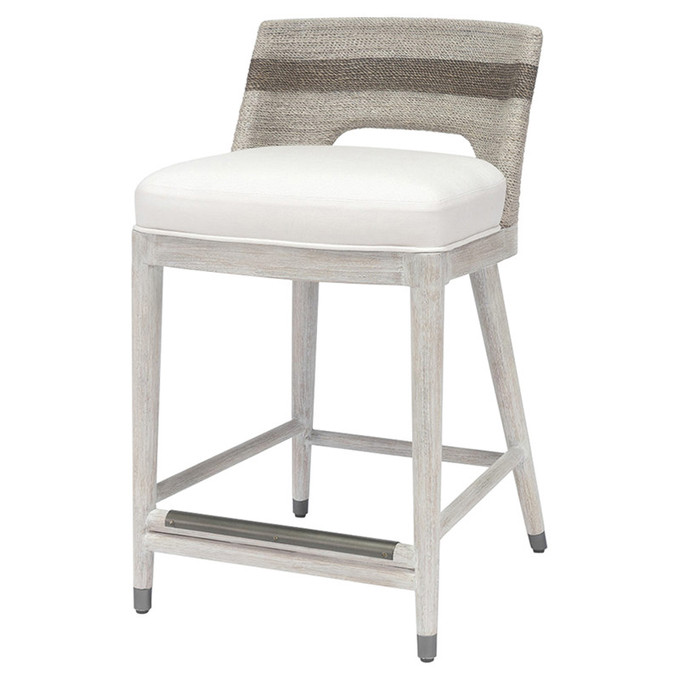 Click for more info about Palecek Fritz Coastal Beach White Performance Lampakanai Rope Hardwood Counter Stool