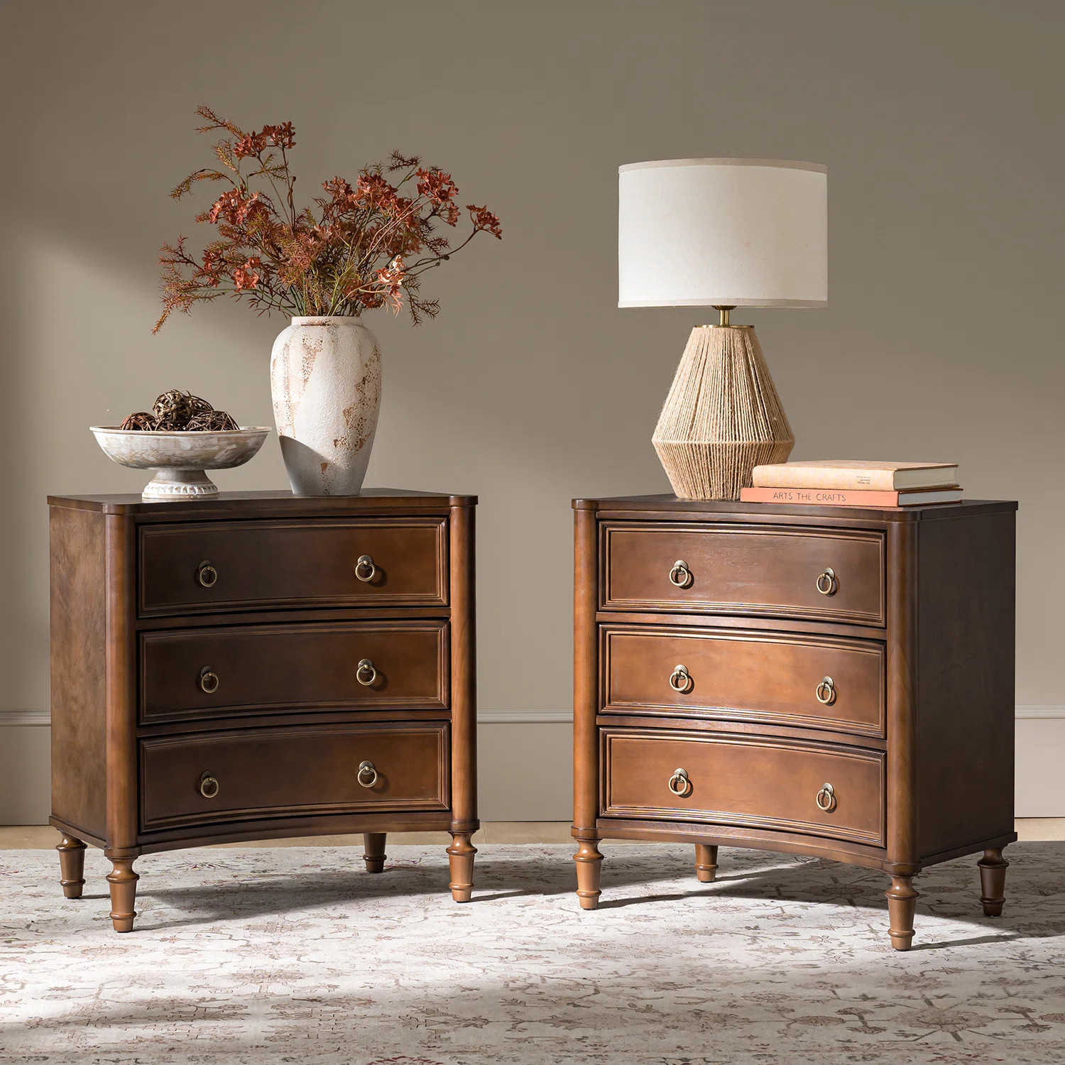 Gillianne 26"W 3-Drawer Curved Silhouette End Table with Built-in Charging Station and Simple Ass... | Wayfair North America