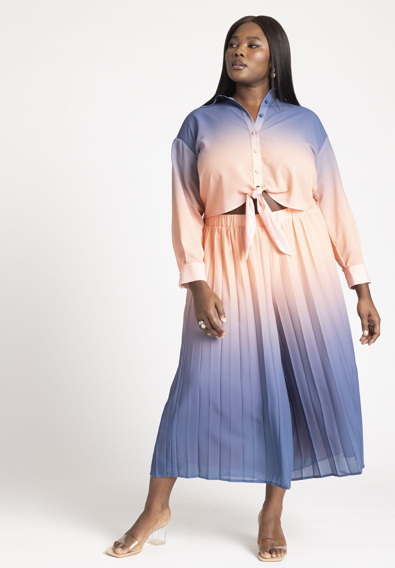 Pleated Ombre Cover-Up Culotte | Eloquii