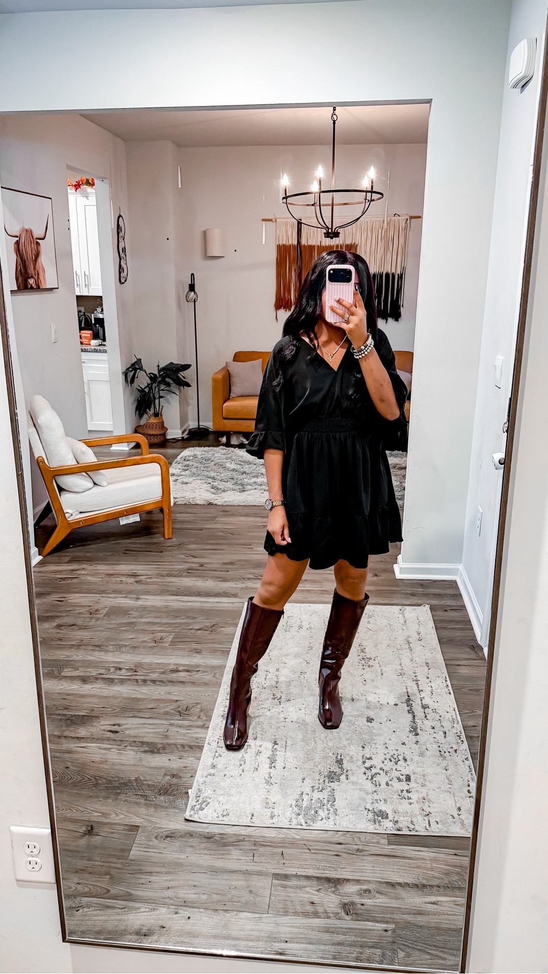 I am 5’4” wearing a small in the dress. •Boots: I went up half a size. 


Fall dress, fall outfit, black dress, fall style

#LTKootd