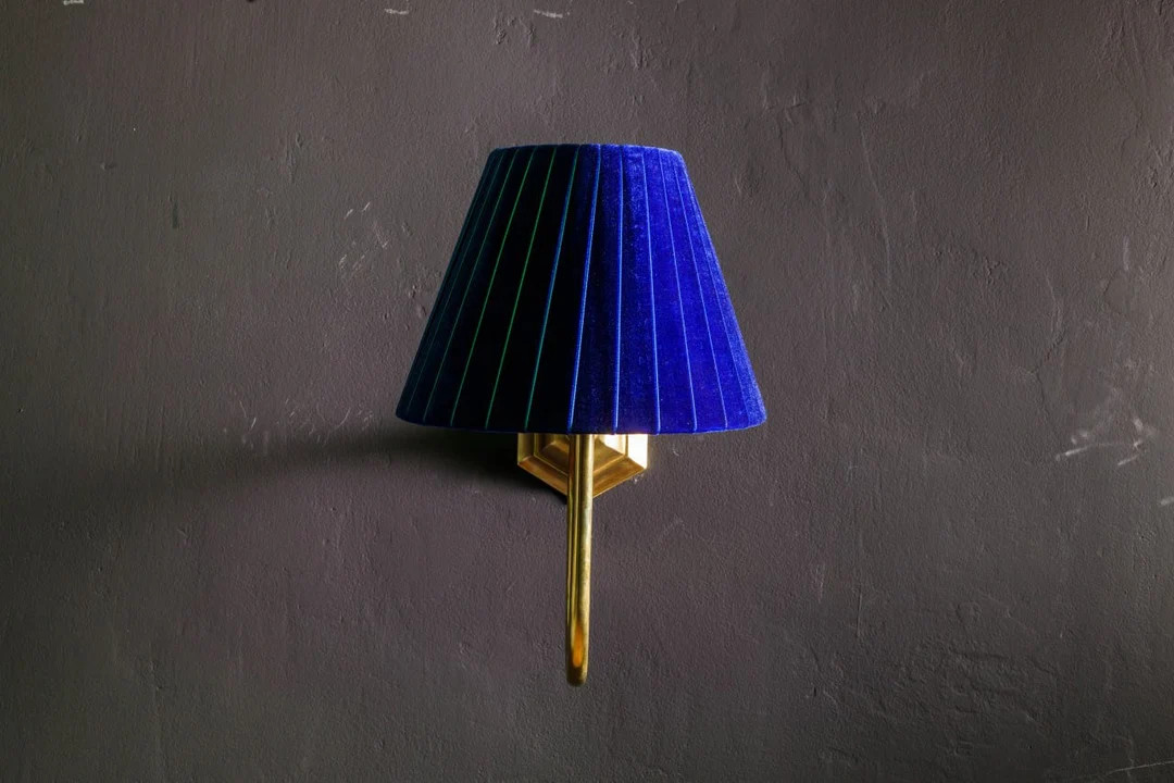 Curved Brass Lampshade Sconce, Wall Lighting, Brass Sconce for Home, Bedroom Sconce, Plug in Scon... | Etsy (US)