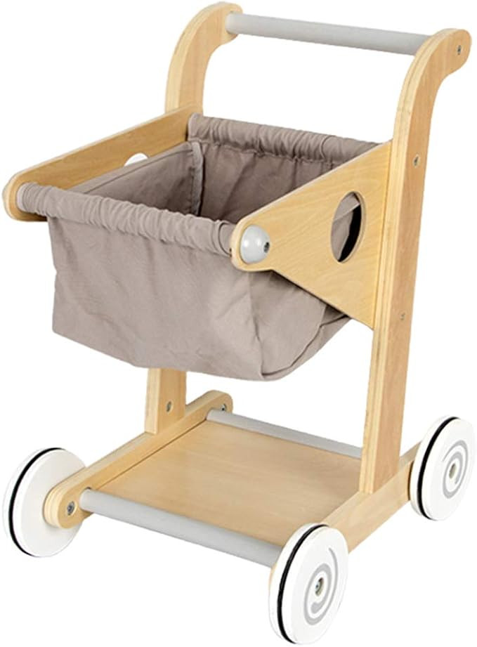 Tongina Wooden Shopping Trolley Little Shopper Role Play Pretend Food Kids Toy Cart | Amazon (US)