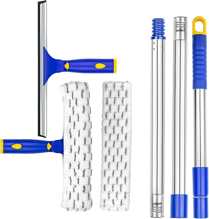 ITTAR Rotatable Window Cleaning Kit, Window Cleaner Squeegee with 60" Extension Pole, Rubber Sque... | Amazon (US)