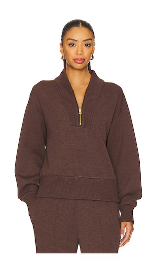 Sally Half Zip Sweatshirt in Coffee Bean Marl | Revolve Clothing (Global)