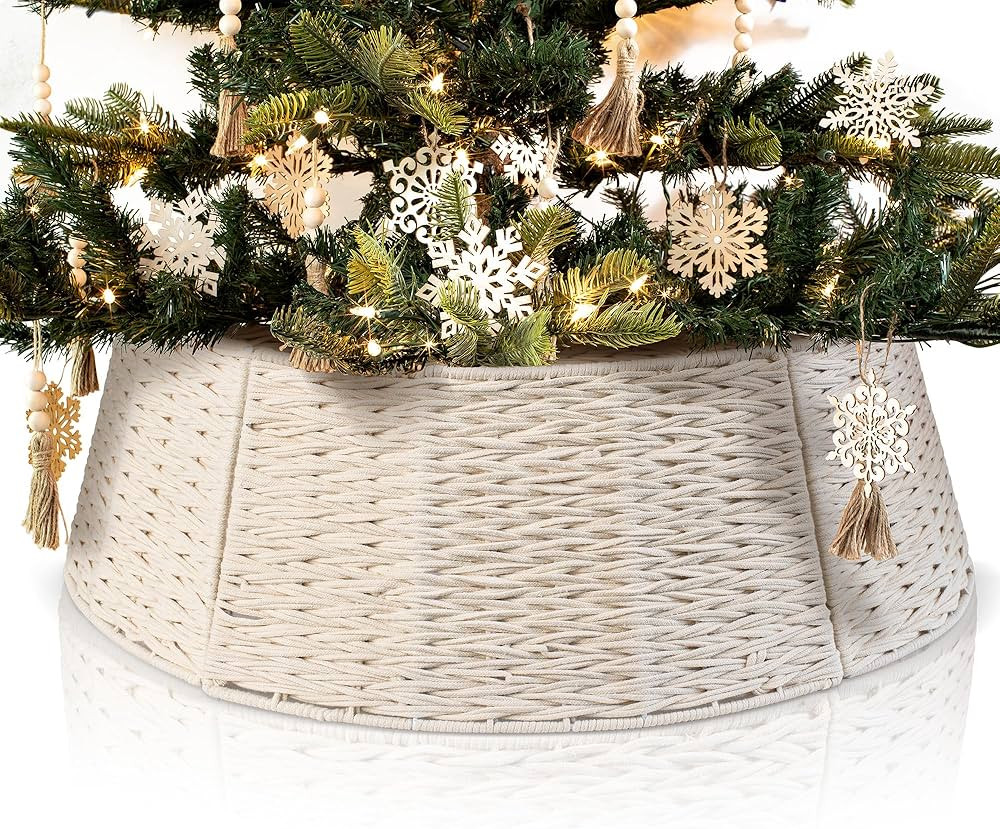 Beautiful Christmas Tree Collar - Authentic 28" Cotton Rope Tree Ring - Easy to Set Up Christmas ... | Amazon (US)