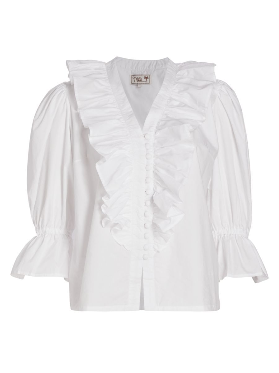 Hanna Ruffled Cotton Top | Saks Fifth Avenue