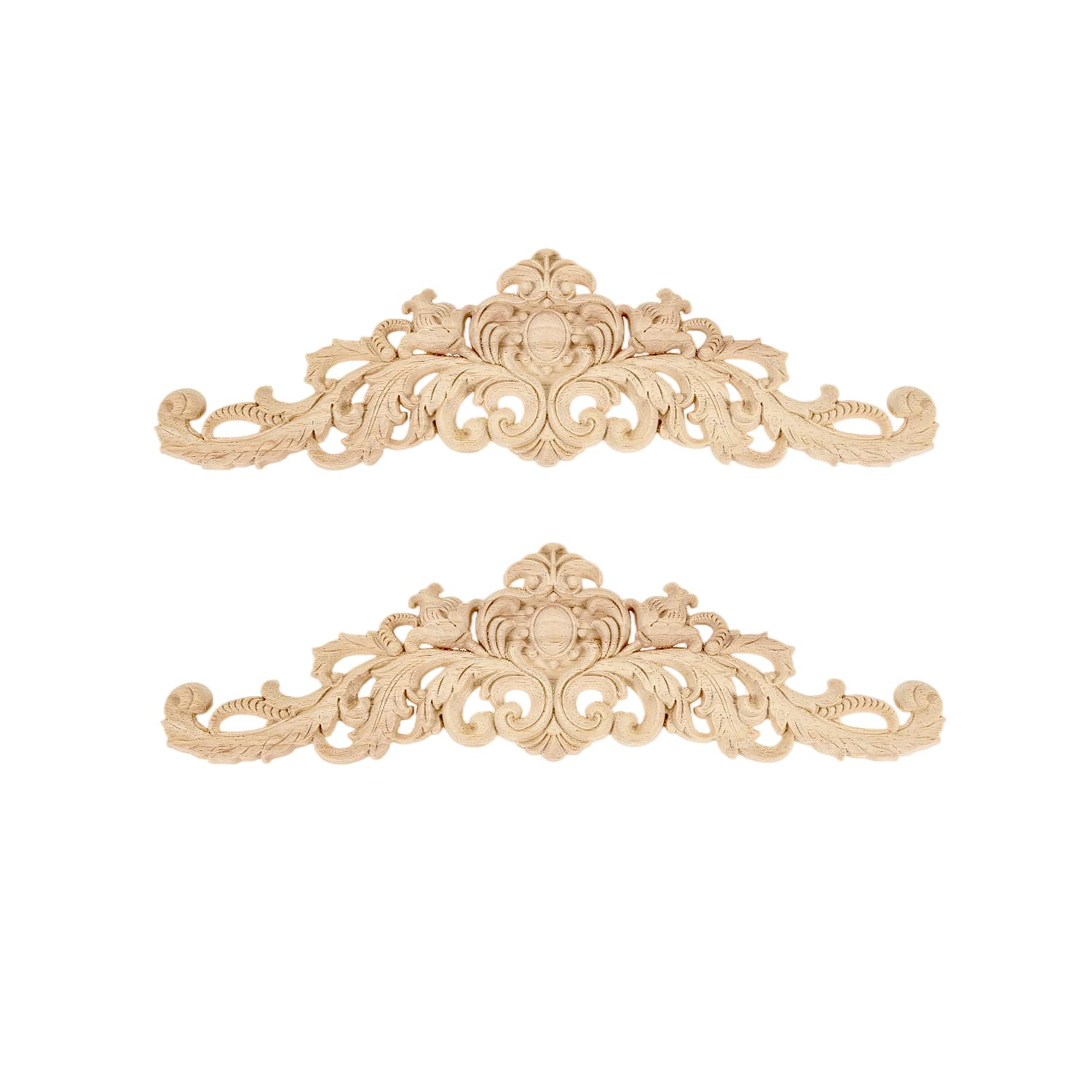 MUXSAM Long Wood Carved Appliques Onlays, 2-Pack Unpainted Decorative Corner Carving Decals Set f... | Amazon (US)