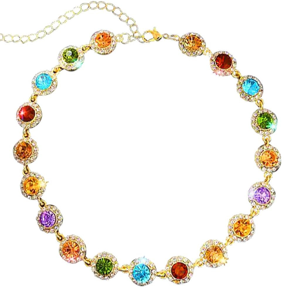 ACEDRE Colorful Crystal Choker Necklace Sparkly Rhinestone Chokers Necklaces Gold Chain Party Pro... | Amazon (US)
