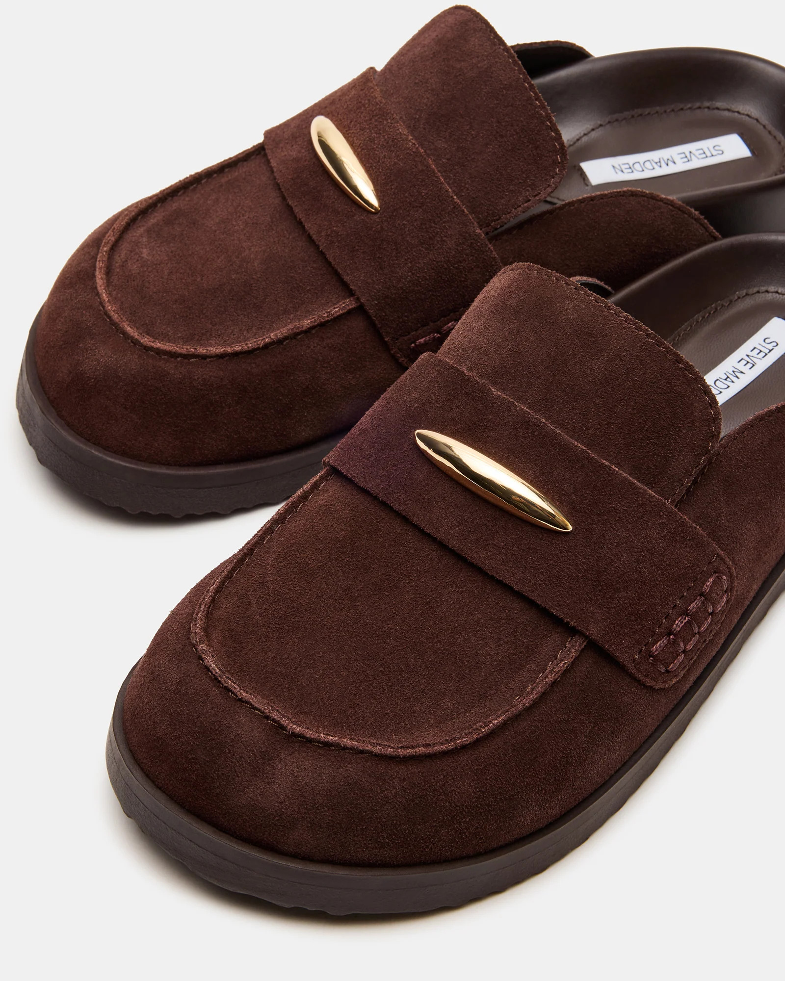 TOBIN Brown Suede Slip-On Mule Women's Flat | Steve Madden (US)