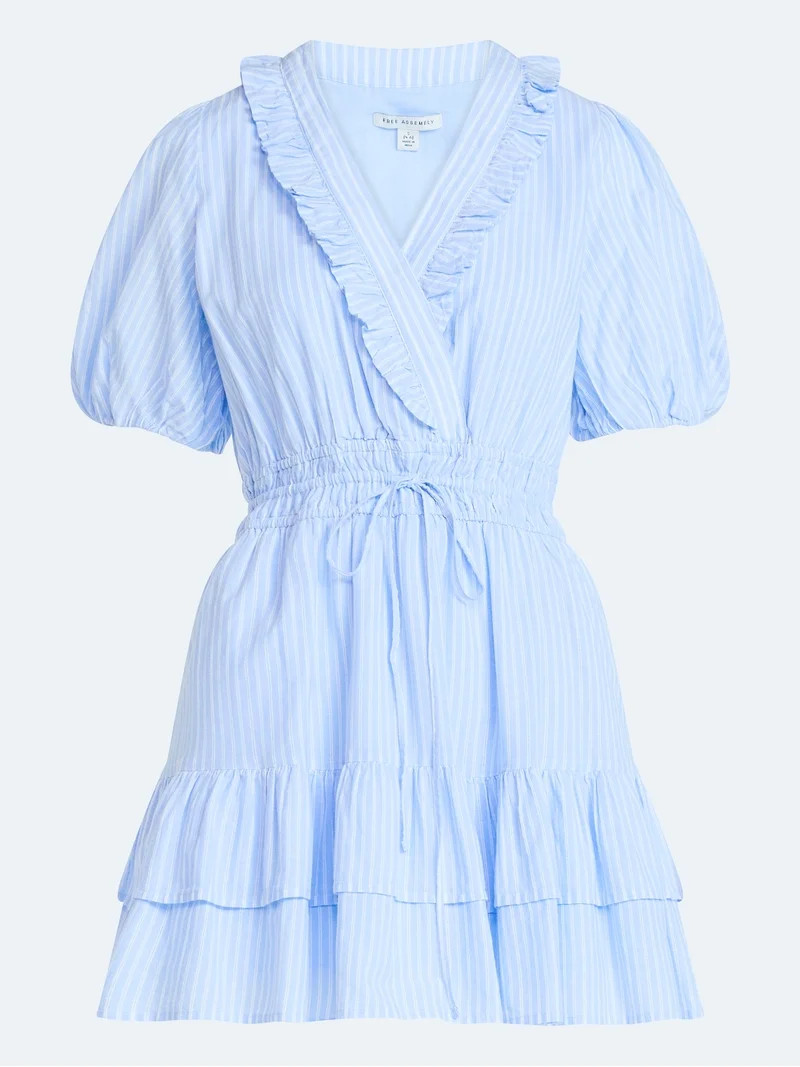 Free Assembly Women's Tiered Ruffle Mini Dress with Short Puff Sleeves, Sizes XS-XXL | Walmart (US)