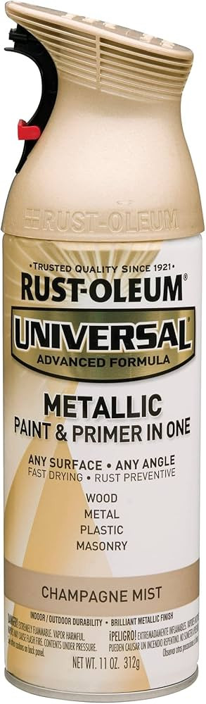 Rust-Oleum 261415 Universal All Surface Metallic Mist Spray Paint, 11 oz, Champagne Mist | Amazon (US)