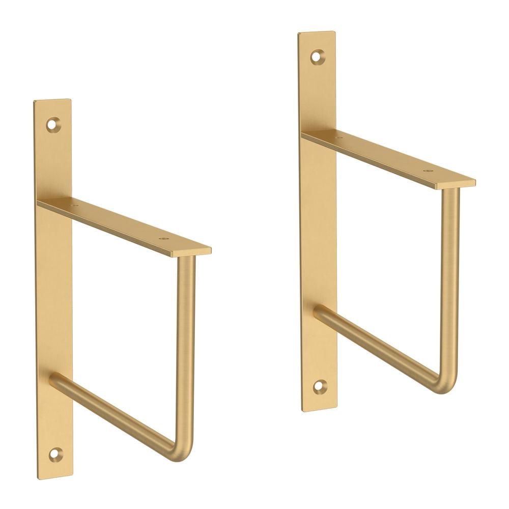 Liberty 6 in. Painted Brushed Brass Steel U-Shaped Decorative Shelf Bracket (2-Pack)-S43791C-523-... | The Home Depot