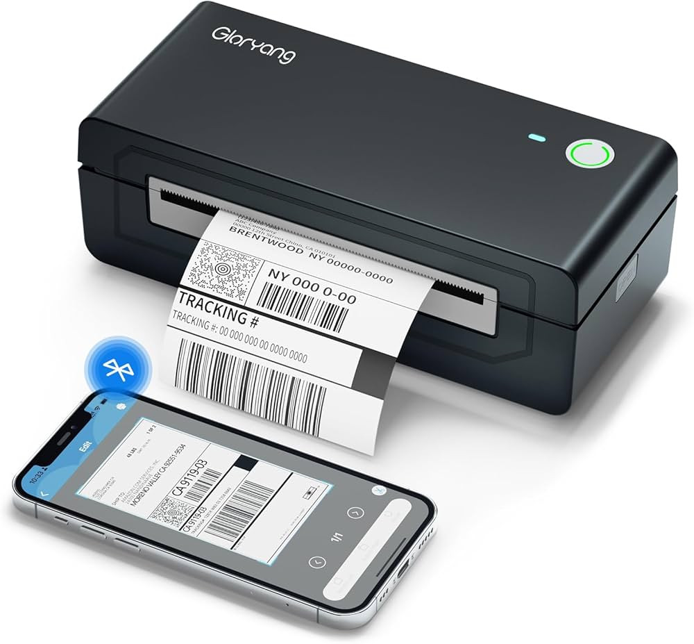 Bluetooth Thermal Shipping Label Printer, 4X6 Inkless Label Machine for iOS, Android, Laptop, Wir... | Amazon (US)