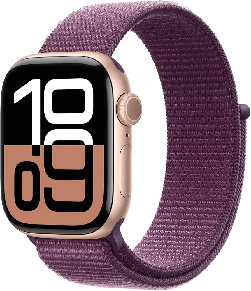 Apple Watch Series 10 [GPS 42mm case] Smartwatch with Rose Gold Aluminium Case with Plum Sport Lo... | Amazon (US)