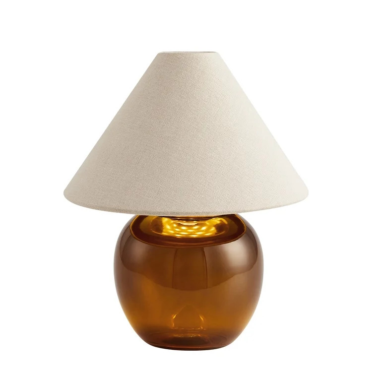 Better Homes & Gardens 8.5" Amber Glass Rechargeable LED Portable Lamp with Dimmable Touch Sensor | Walmart (US)