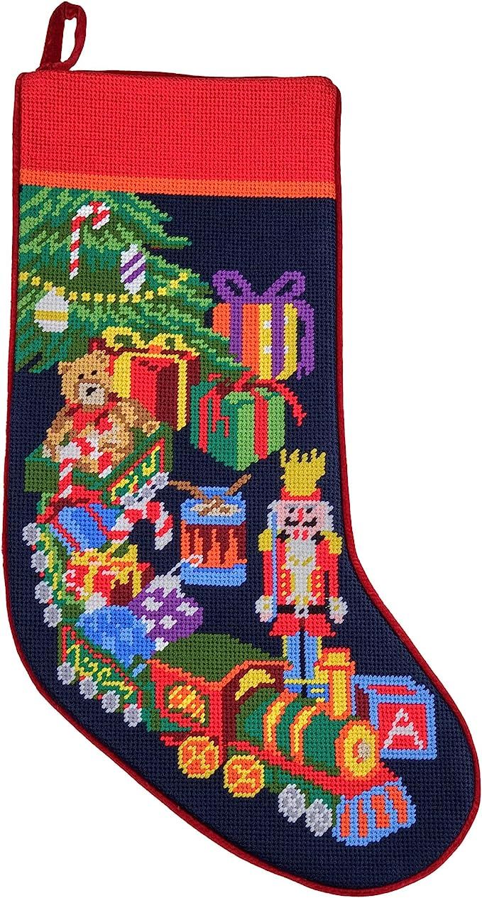 Peking Handicraft Toy Train Gifts and Tree Embroidered Christmas Stocking - 18" x 11" | Amazon (US)