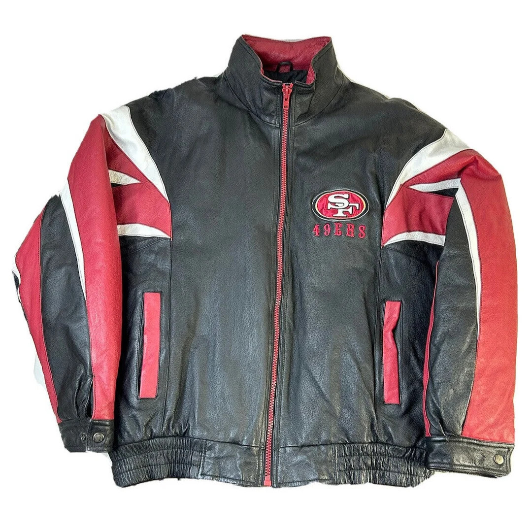 90s Pro Player Mens XL Leather San Fransisco 49ers Color Block Coat Jacket, San Franisco 49ers Le... | Etsy (US)