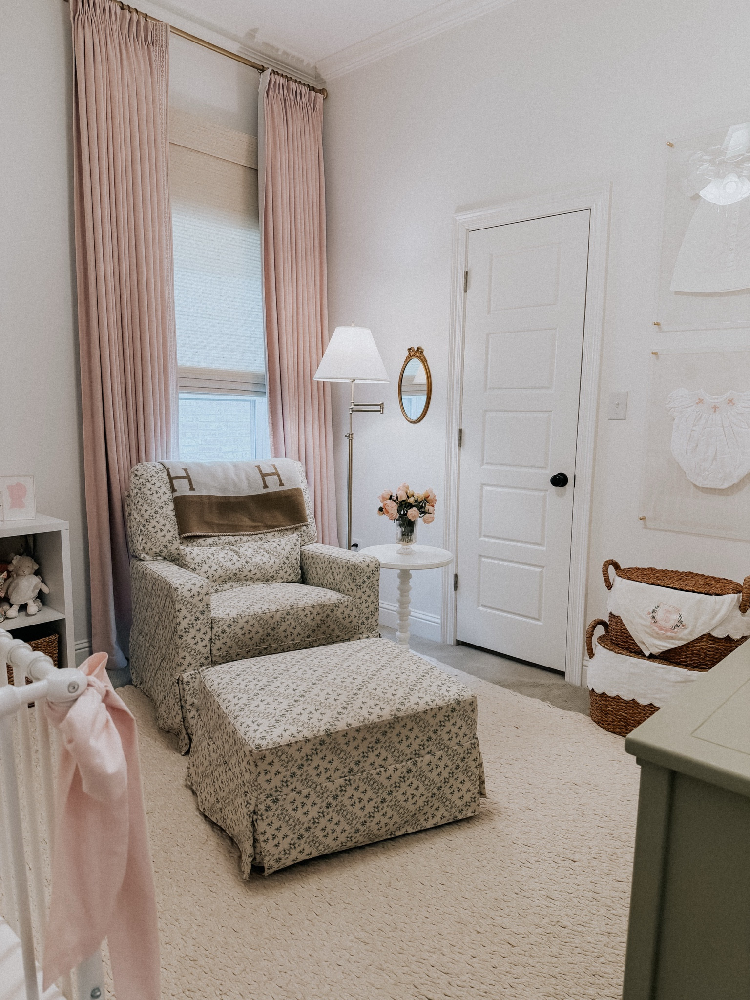 Product Name: Liz Linen Drape Pleated 
Color: Pink Lemonade 1908-19
Trim Border: t21
Header Style: Triple Pleat
Single Panel Width & Length (in inches):  60' W x 113' L 
Liner Type: Blackout
Memory Shape 

Product Name: Natural Paper Bamboo Woven Shade 
Collection: Lay (LN27)
Color: Marble White
Mount: Outside
Width and Length: 41.5"W × 85.5"L
Lift Type: Cordless
Liner: Privacy