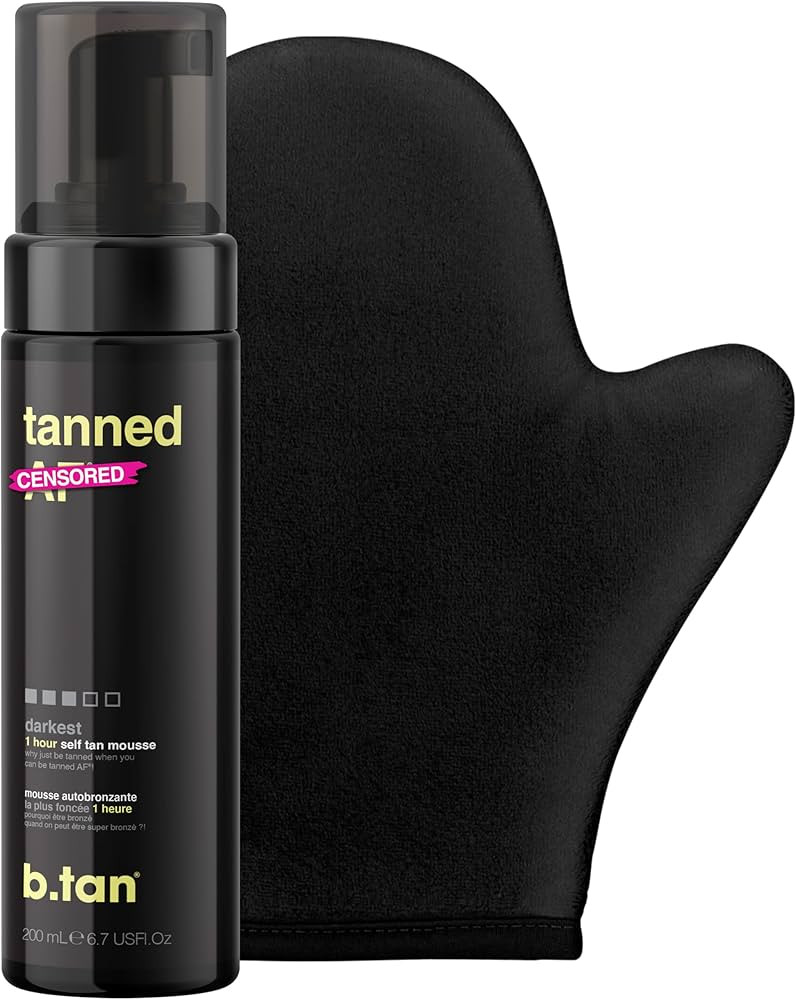 b.tan Dark Self Tanner Kit | Get Tanned Bundle - Dark Self Tanner Mousse w/Self Tanning Mitt Appl... | Amazon (US)