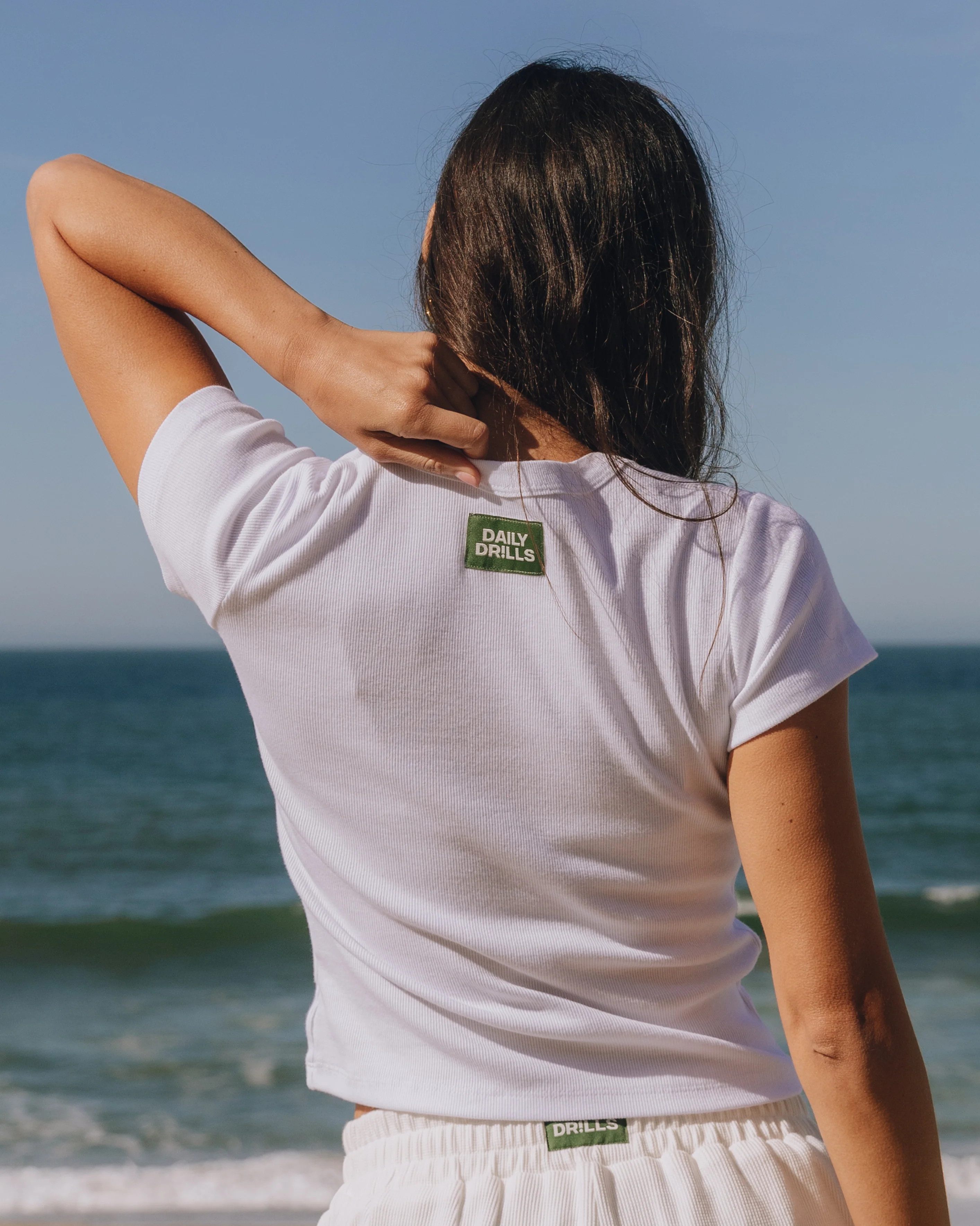 Ribbed Baby Tee - White | Daily Drills