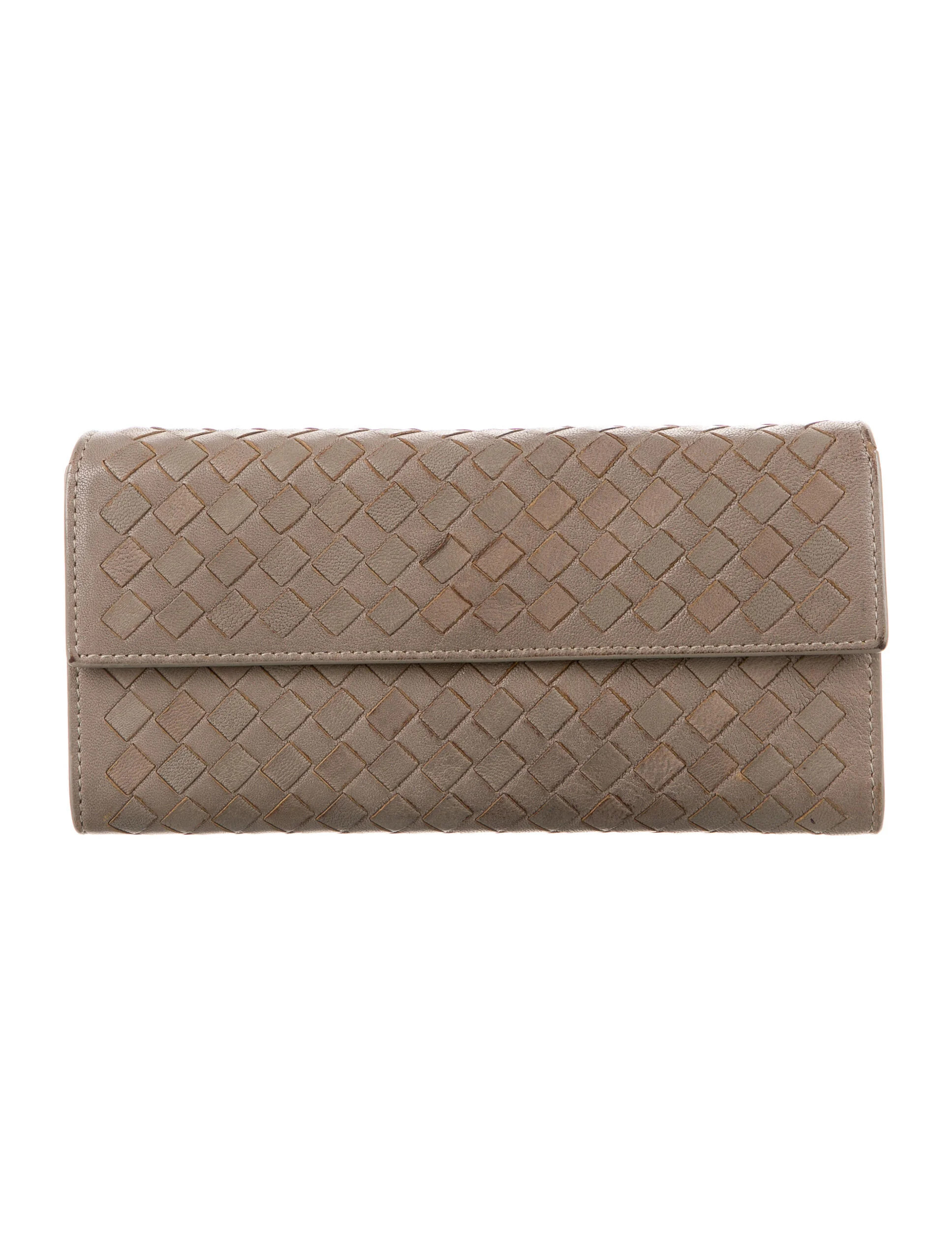 Intrecciato Weave Leather Continental Wallet | The RealReal
