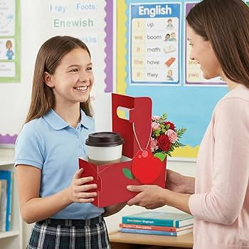 30 Set Teacher Appreciation Gifts Apple 2 Cup Drink Carrier with Greeting Card Ribbon Disposable ... | Amazon (US)