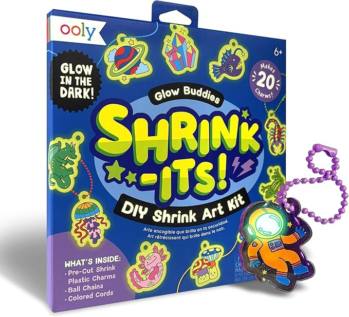 Ooly 28 PC DIY Shrinking Art Kit for Kids, 20 Glow in The Dark Plastic Pre Cut Charms and More, N... | Amazon (US)