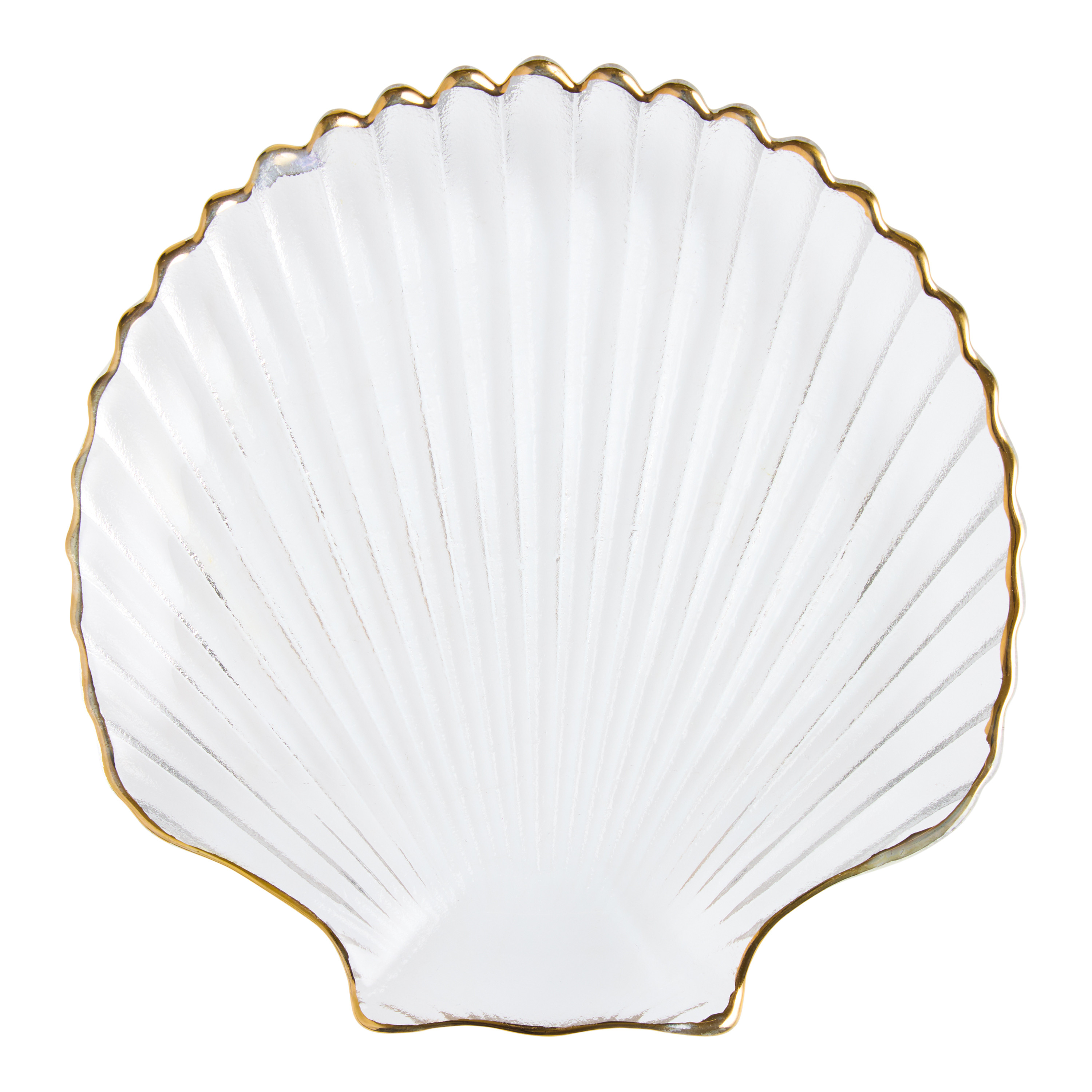 Clear Glass Gold Rim Seashell Figural Appetizer Plate | World Market
