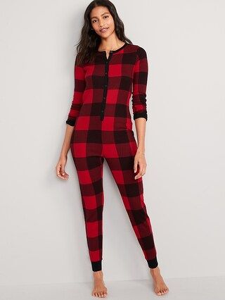 Matching Printed Thermal-Knit One-Piece Pajamas for Women | Old Navy (US)