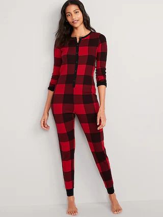 Matching Printed Thermal-Knit One-Piece Pajamas for Women | Old Navy (US)