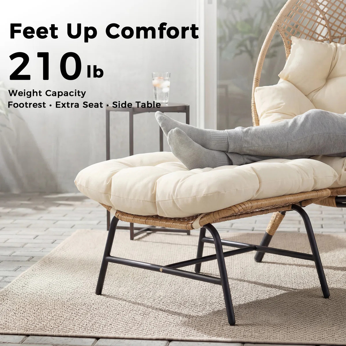 Benone Indoor/Outdoor Wicker Egg Chair Set with Ottoman and Cushions | Wayfair North America