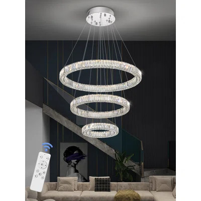 Modern Led Ring Crystal Chandelier Adjustable Dimming LED Ceiling Light | Wayfair North America