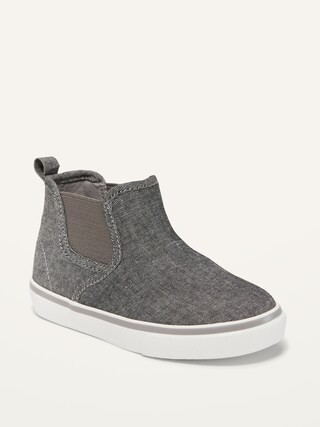 Unisex Chambray Mid-Top Slip-On Sneakers for Toddler | Old Navy (US)