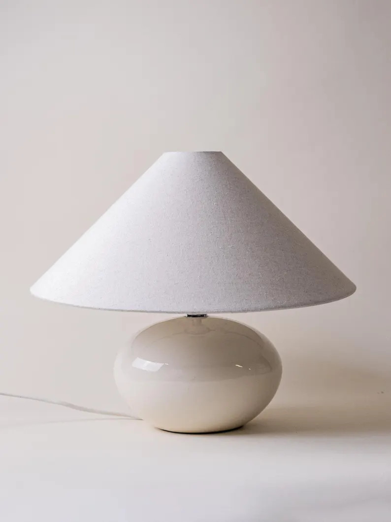 Vintage Modernist White Ceramic Sphere Lamp \u2013conical Shade, Japandi Decor - Etsy | Etsy (Global)
