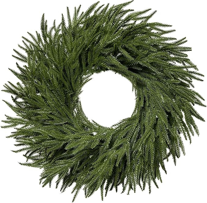 24 inch Norfolk Pine Wreath,Christmas Wreath for Front Door,Artificial Real Touch Wreath for Door... | Amazon (US)