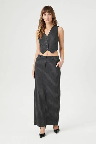 Pinstriped Straight Maxi Skirt | Forever 21