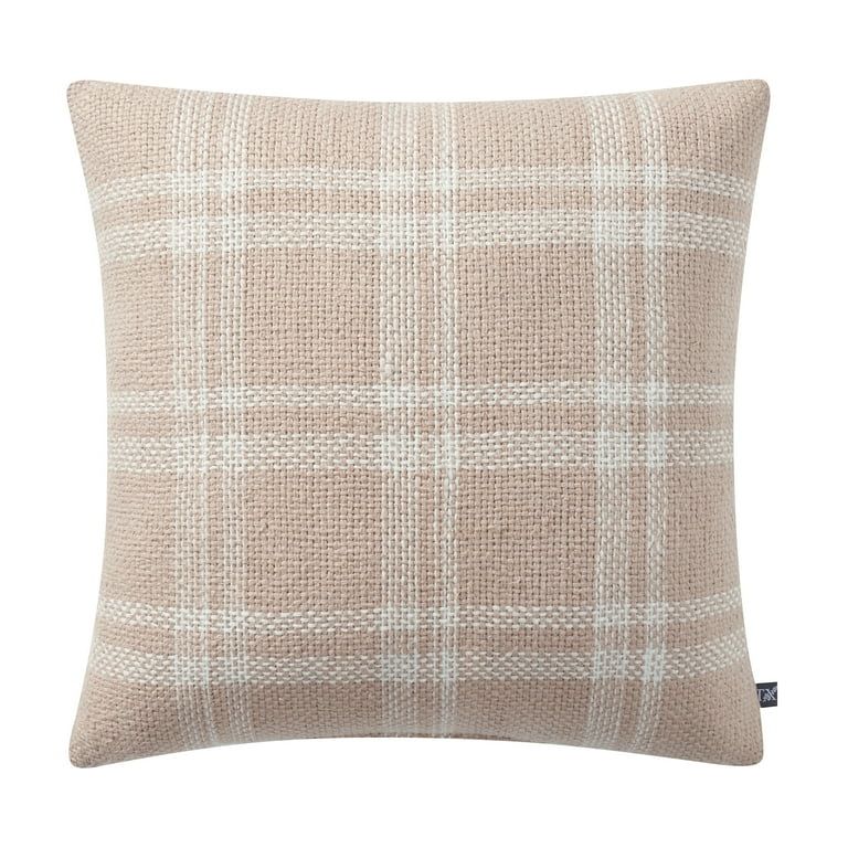 My Texas House 20" x 20" Emerson Reversible Rose Pink Plaid Cotton Decorative Pillow - Walmart.co... | Walmart (US)