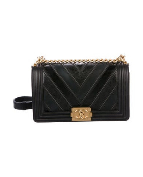 Chanel Medium Chevron Mix Boy Bag Black | The RealReal