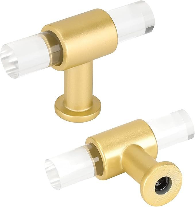 10 Pack Gold Cabinet Knobs, goldenwarm Acrylic Drawer Knobs Brushed Brass Cabinet Knobs Decorativ... | Amazon (US)