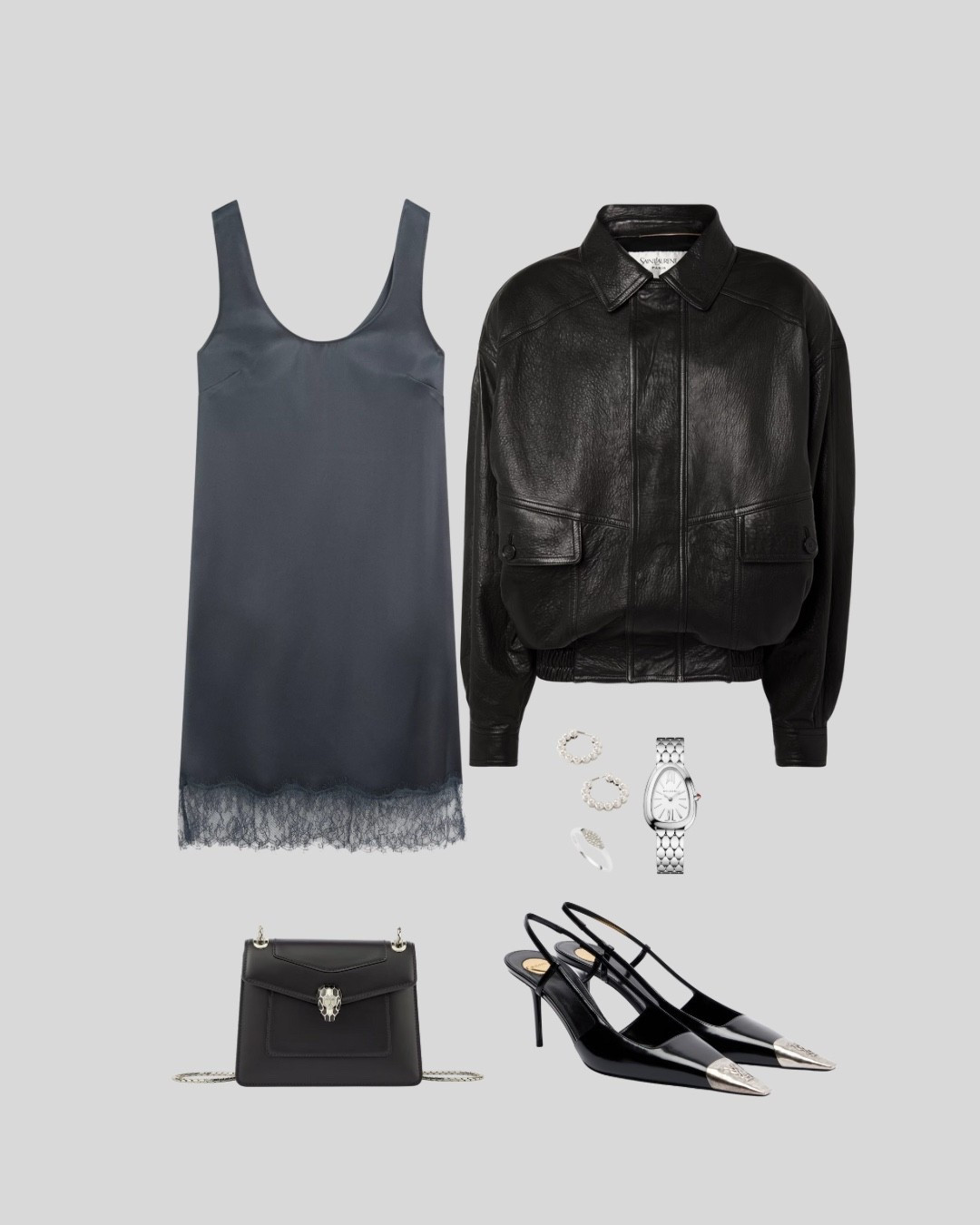 A night out look ✨ Massimo Dutti slip, leather jacket and silver details. 

#LTKStyleTip