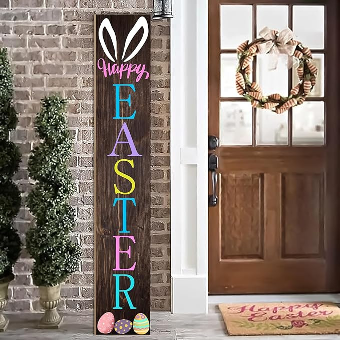 Easter Vertical Porch Sign for Welcome Front Door Rustic Tall Welcome sign for Front Porch Standi... | Amazon (US)