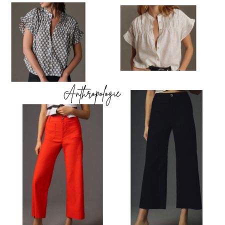 Two classic pieces from Anthropologie.

The Colette Cropped Wide-Leg Pants by Maeve
Pilcro Short-Sleeve Smocked Tee

#LTKstyletip