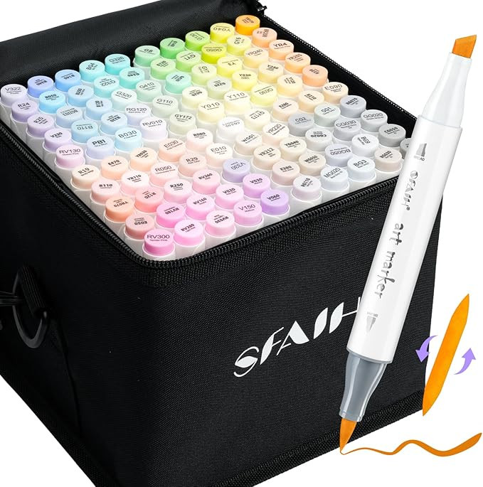SFAIH Pastel Alcohol Markers Brush & Chisel -101 Colors Dual Tip Art Markers for Adult Coloring I... | Amazon (US)