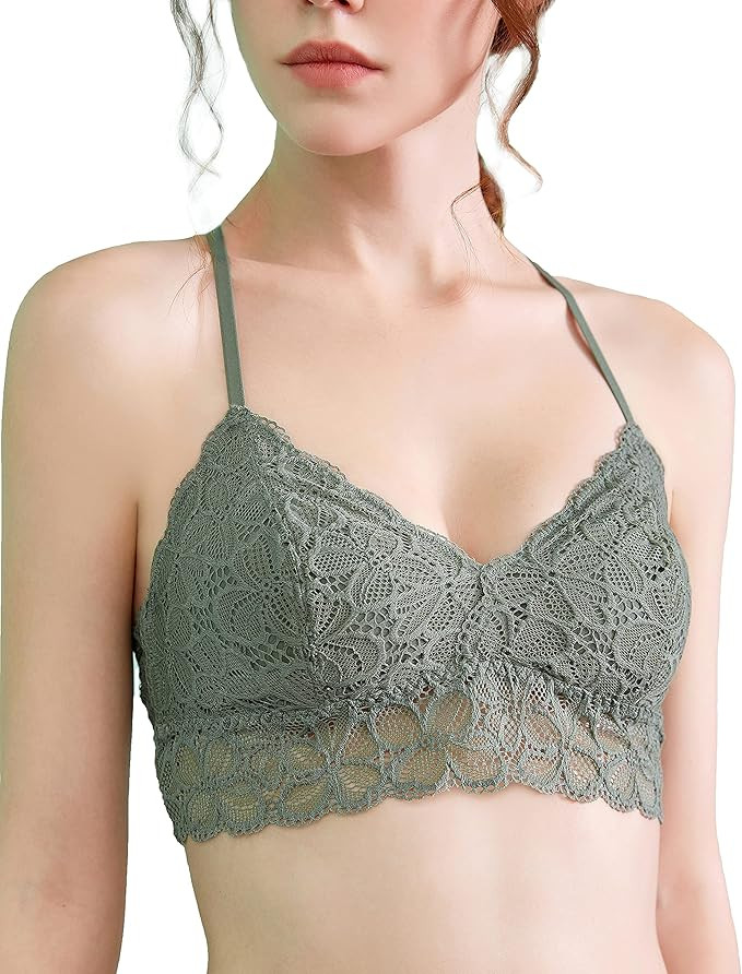 Luna & Sun Soft Simple Sexy Breathable Wirefree Lace Bralette | Amazon (US)