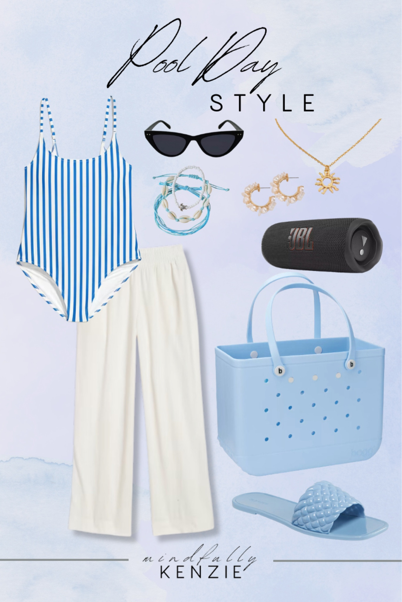 Pool Day Style

One piece swimsuit  linen pants  black sunglasses  beachy jewelry  gold accessories  bogg bag  blue sandals  portable speaker  pool tote bag  summer style 

#LTKSeasonal #LTKSwim