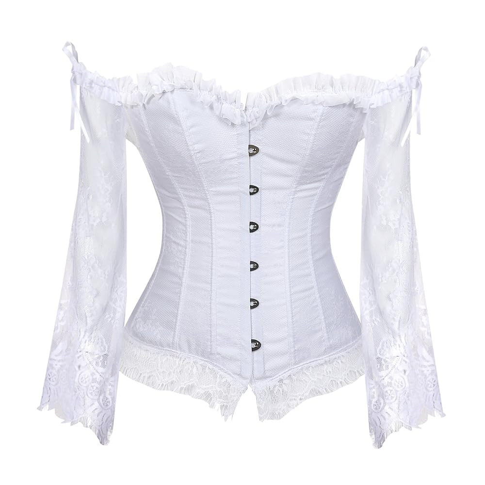 Grebrafan Women's Sexy Off Shoulder Lace Corset with Long Sleeves | Amazon (US)