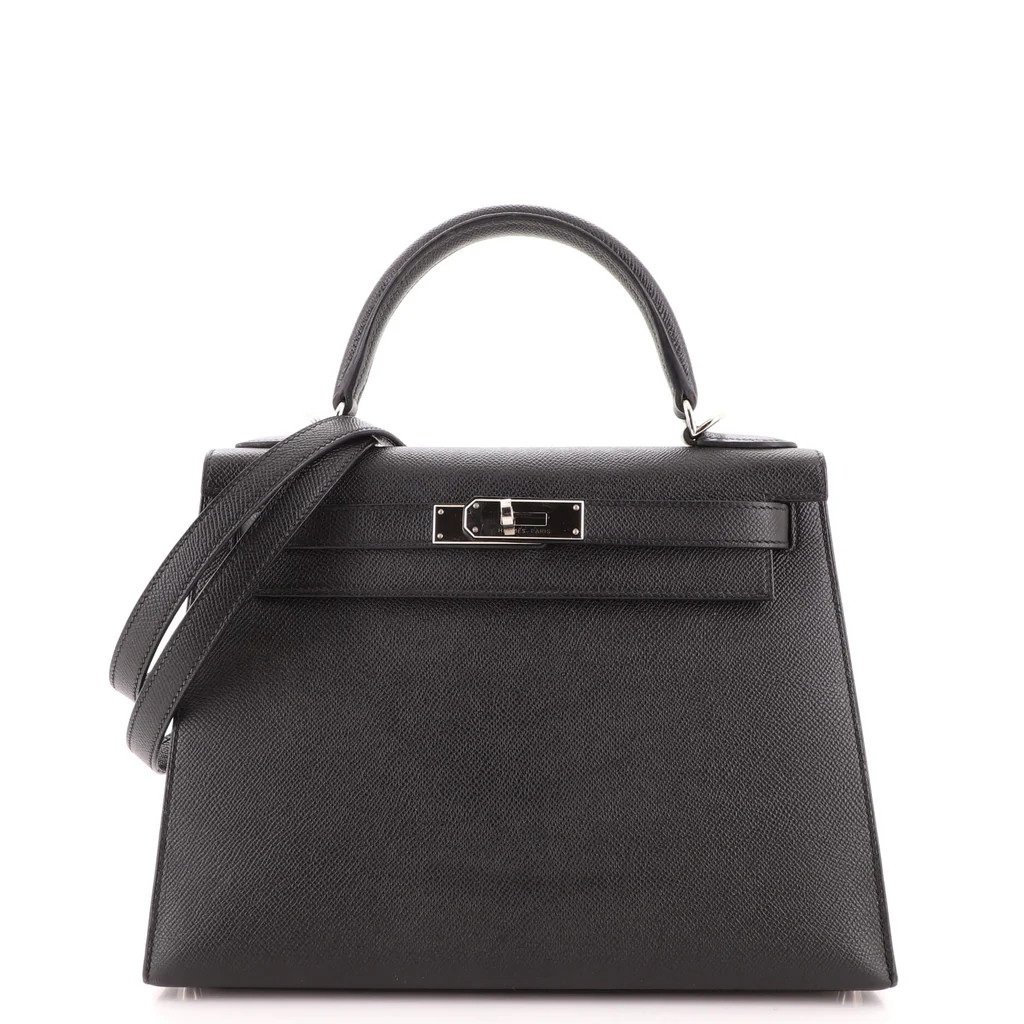 Kelly Handbag Noir Epsom with Palladium Hardware 28 | Rebag