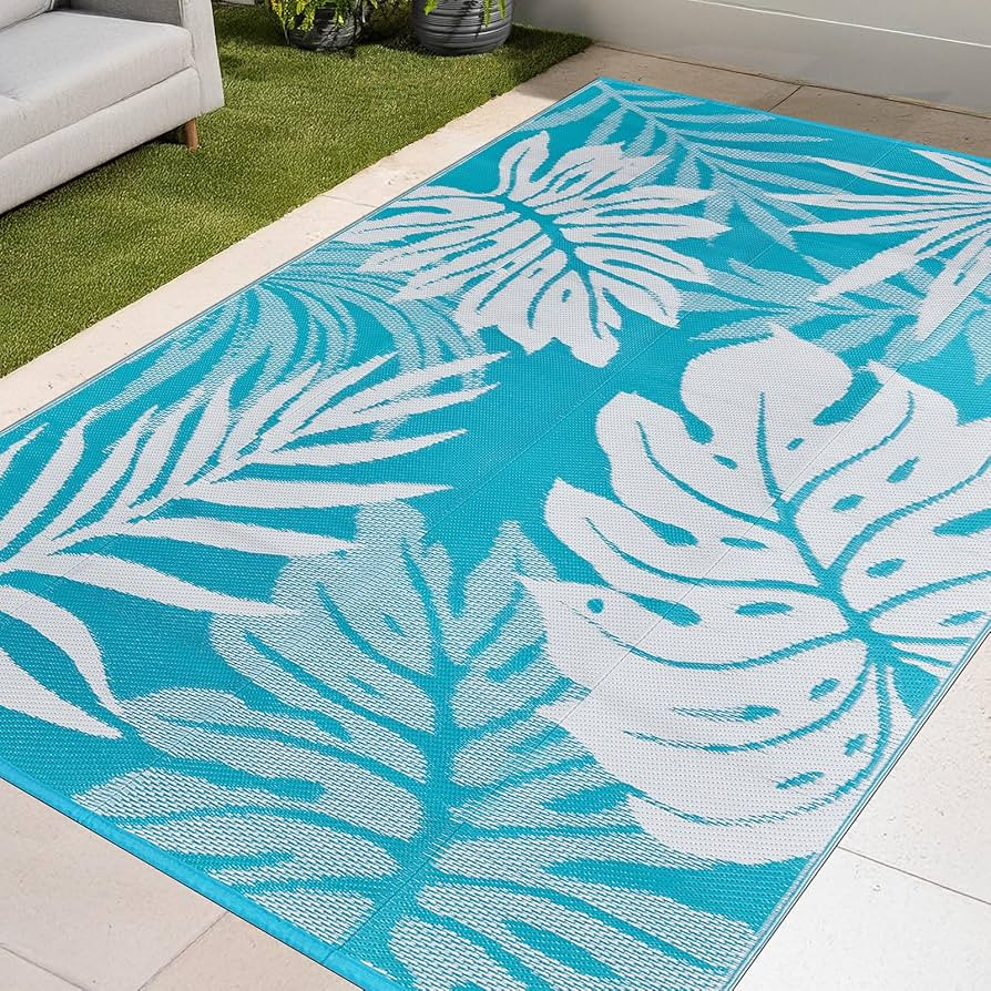 YONILE Outdoor Patio Rug, 4x6ft Waterproof Reversible Large Area Rugs Plastic Straw Mats for RV, ... | Amazon (US)