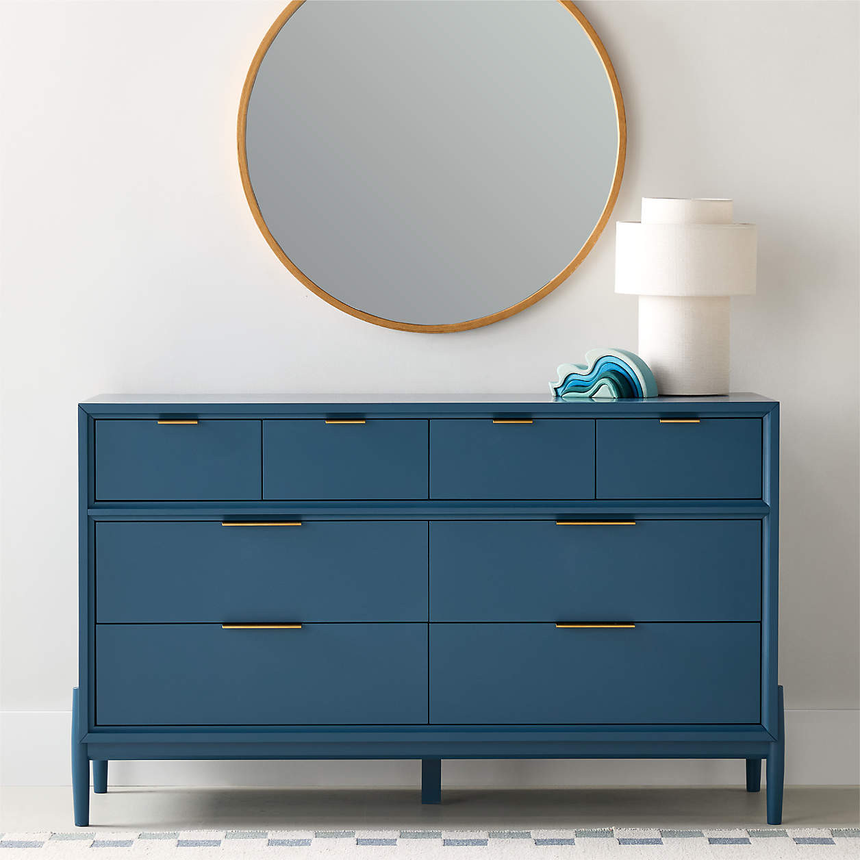 Bodie 54" Blue Wood Wide 8-Drawer Kids Dresser + Reviews | Crate & Kids | Crate & Barrel