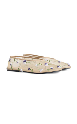 Marcy Floral-Embroidered Mesh Flats | Moda Operandi (Global)